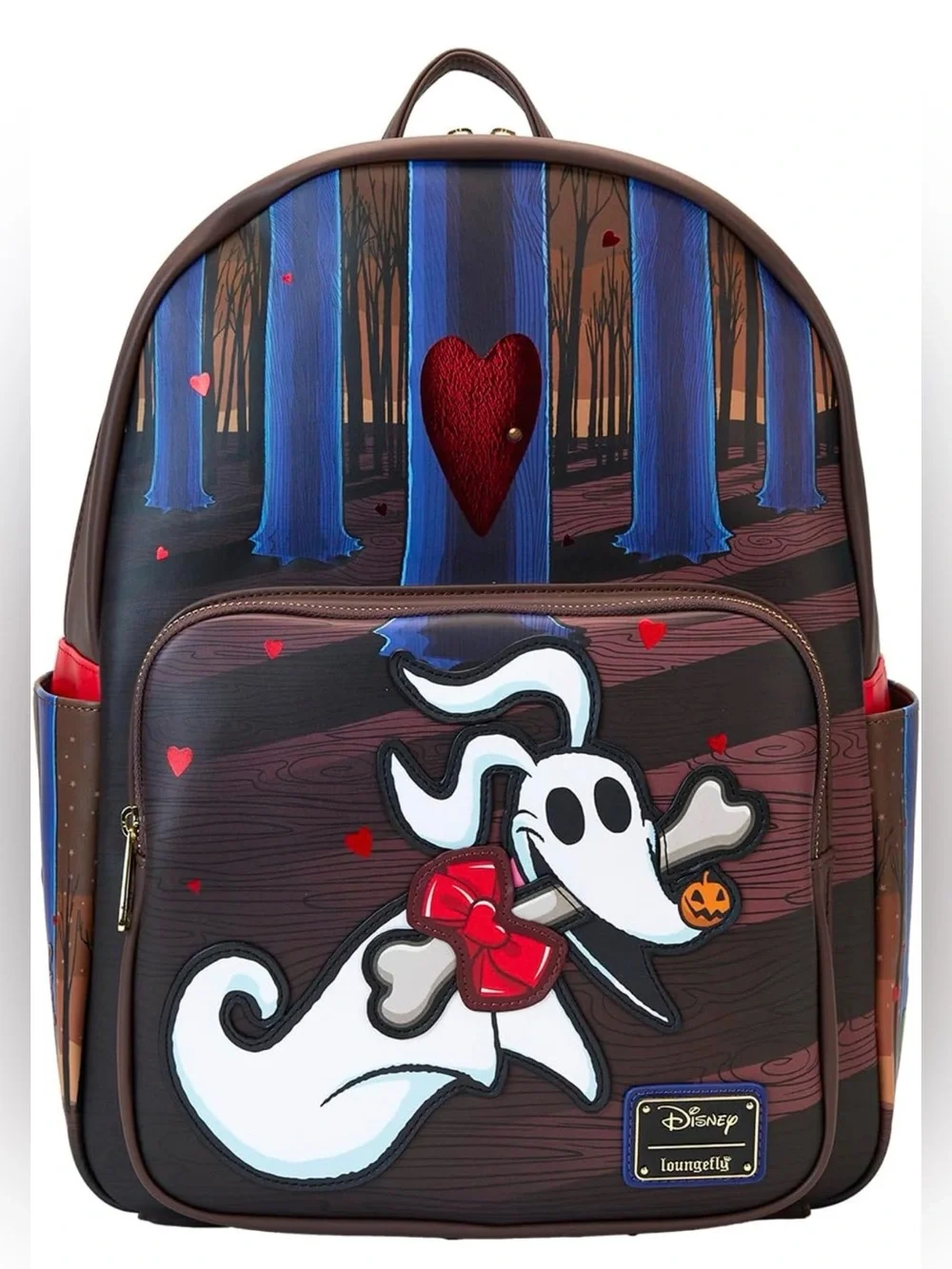 Disney Brown Backpack with Blue Forest and Red Accents